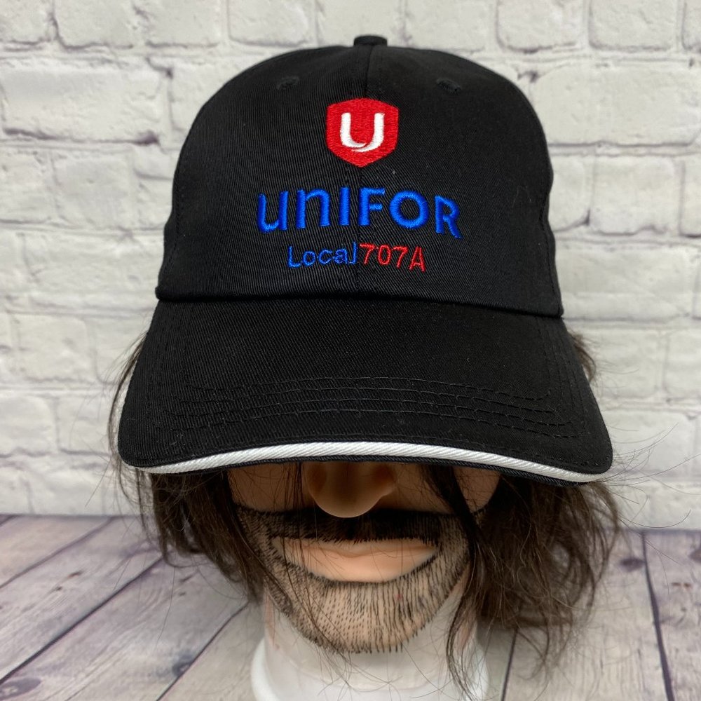 Baseball Hat Cap Strap Back Black Unifor Local 707A Embroidered Union Made